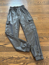Abercrombie & Fitch Faux Leather Jogger cargo Pants - Brown, , XXS Photo 0