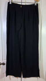Lulus Black High Waisted‎ Wide Leg Pleated Rayon Trousers Pants Office Church M Photo 0
