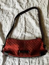 Nine & Co. Red Geometric Shoulder Bag with Dark Brown Trim Photo 0