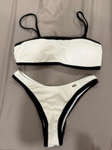 White Bikini Set with Black Trim Photo 0