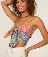 CAROLINA K Sienna Top Medium Multicolor Floral Boho Festival Tie Front Crop Tank Photo 0