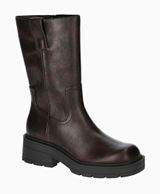 No Boundaries Women's US 9 Brown Faux Leather Mid-Calf Round Toe Zip Lug Boots Photo 0