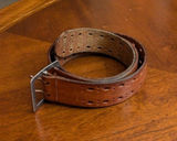 Casual Brown Perforation Casual 1.75" Wide Leather Belt Waist Xl Photo 0