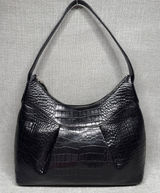 Alfani Black Croc Embossed Leather Shoulder Bag Greenwich Hobo‎ Purse Photo 0