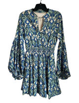 Georgie Boho Mini Dress XS Balloon‎ Sleeve Tie Front Flowy Romantic Festival Photo 0