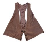 Free People Blush Suede Cropped Vest Top Mauve Boho Festival Size XS Photo 0
