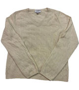 Charter Club Cashmere Sweater V-Neck Cable Knit Beige Long Sleeve Petite Small Photo 0