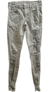 NWOT American Eagle Ripped & Distressed Super Stretch Jeans Gray/Beige Size 2 XS Photo 0