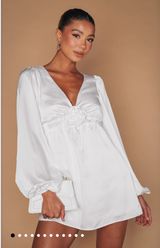 Show Me Your Mumu Rosetta Mini Dress Ivory Luxe Satin XL Photo 0