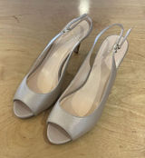 Cole Haan Womens Leather Peep Toe Maya Slingback Heel Pumps Nude Size 9B NWOT Photo 0