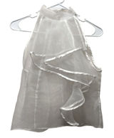 ASOS DESIGN White Sheer Organza Ruffle Halter Top High Neck Sleeveless‎ Size 4 Photo 0