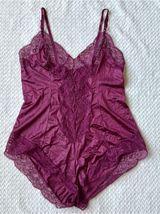 VTG 70s 80s Lace Teddy Romper Bodysuit Lingerie M L Berry Coquette USA Union Photo 0