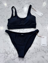 NWT Quince Black Italian Tank Bikini Top 8 Low Rise Bottom Set Size XS Photo 0
