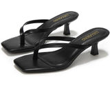 Black Square Toe Kitten Heel Flip Flops Size 6 Photo 0