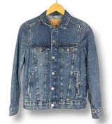 H&M Trucker Jean Jacket Women Size 4 Medium Wash Blue Classic Denim 100% Cotton Photo 0