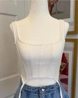 NWT Edikted Cream Mesh Corset Tank Top | Zip Back | Size XS Photo 0