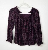 Free People Purple Velvet A Little Twist Off Shoulder Burgundy Blouse Size M Photo 0