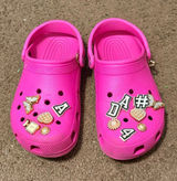 Unisex Crocs Classic Hot Pink Clogs with Bling Jibbitz Size 10 Womens 8 Mens Photo 0