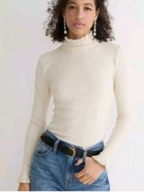 NWOT J. Crew Womens Vintage Rib Ruffle Mockneck in Ivory Size XL Photo 0