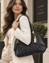 Coach Madison Gathered Leather Sophia Satchel Black Gold 25985 Handbag Photo 0