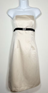 NEW White House Black Market Ivory and Black Strapless Fitted Dress Size 6 Photo 0