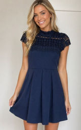 Sequin Hearts Navy Blue Juniors Lace Top Fit & Flare Dress‎ Party Occasion - Size 11 Photo 0