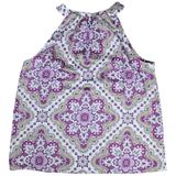 Ann‎ Taylor Womens Purple Mandala Print Halter Neck Blouse Top Satin Size M NEW Photo 0