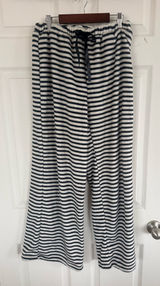 NWT MAEVE Plush Lounge Pants S Black White Stripe Wide Leg Cozy Soft Pajama Photo 0