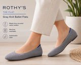 Rothy’s The Flat Gray Knit Ballet Flats Washable Sustainable Shoes 7.5 Photo 0