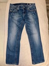 Womens Jeans Sz 29 Y2k vintage Cropped Rhinestone Cross Pocket Photo 0