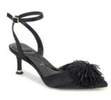 Kenneth Cole New York Umi Pom Pom Pumps, Black Satin. size 7.5, NEW with Box Photo 0