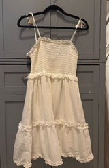 American Eagle White Smocked Tiered Babydoll Dress Photo 0