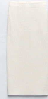 Beautiful People Midi Skirt‎ Brushed Ribbed Knit Pullon Off White Medium USA Photo 0