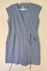 Athleta Romper Womens S Blue V-Neck Sleeveless Pockets Jersey Casual Summer Photo 0