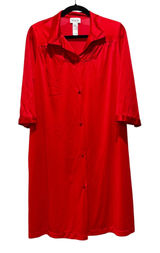 Vanity Fair Vintage‎ Red Lace Trim Button Front Nightgown Robe Kimono Size Small Photo 0