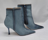 Steve Madden Womens Denim Ankle Boots Size 9.5 Blue Pointed Toe Coastal Cowgirl Photo 0