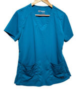 Greys Anatomy Barco Women Scrub Top M Teal Blue Stretch Pockets Medical Uniform Photo 0