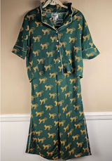 Bouffants & Broken Hearts‎ Womens Green Santa Leopard Print Pajamas Small Photo 0