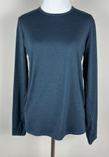 Quince Flowknit Breeze‎ Long Sleeve Top Women XS Navy Thumbholes Stretch Active Photo 0
