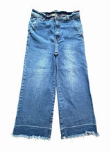 Gianni Bini Jeans Women's Medium Wide Leg Unhemmed High Rise Blue Denim #EEE2-1 Photo 0