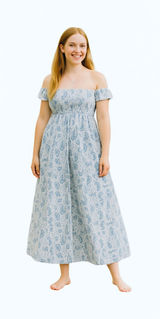 Boho Me crop wide leg JUMPSUIT XS smocked paisley floral shabby chic BLUE WHITE Photo 0