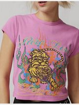 Urban Outfitters Pure Love Tiger Baby Tee In Pink Women’s Medium Photo 0