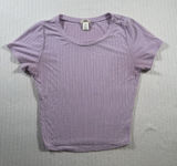 Bozzolo Women Ribbed Crop Top S Small Purple Lavender Short Sleeve Crew Neck Tee Photo 0