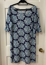 Lilly Pulitzer Hey Sailor Somerset Dress XL Cotton Mermaid Shell Ruffle Coastal Photo 0