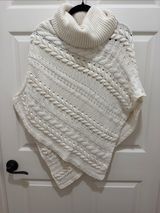 Anthropologie Cream Cable-Knit Cowl Neck Knit Poncho - XS Photo 0