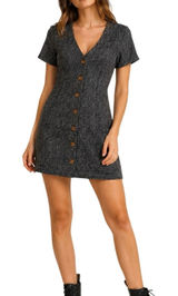 Thrills Denim Plaid Co Chrissy Mini V Neck Dress Womens Small Button Office Chic Photo 0