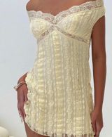 Off The Shoulder Yellow Mini Dress Photo 0