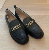 Sam Edelman Black Leather Loafers with Gold Hardware Photo 0