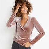 Madewell Long Sleeve Wrap Shirt Velvet‎ V-Neck Small Top Dressy Warm Ash Photo 0