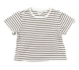 MATE the Label Cropped Striped Crewneck Tee Olive S Photo 0